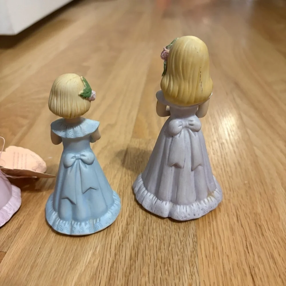 Vintage Enesco Growing Up Girls Porcelain Dolls 5 6 8 Birthday Blonde Blue Pink